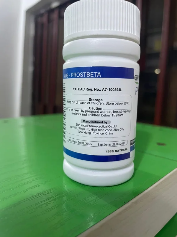 Ght Prostbeta Tablets – Men'S Prostate &Amp; Urinary Wellness Support – 570Mg – 60 Tablets GHT Prostbeta Tablets NAFDAC A7-100594L showing storage instructions, manufacturer information and authenticity details.