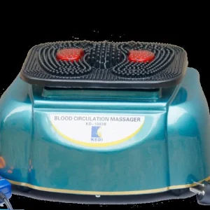 Kedi Blood Circulation Massager Model KD-1003B front view showing teal electric foot reflexology and acupressure vibration wellness device with handheld controller, by Kedi Healthcare Nigeria.