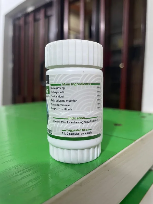 Ght Reodoe Capsules – Herbal Vitality And Men'S Wellness Supplement GHT Reodoe Capsules ingredient label listing Radix Ginseng, Epimedium, Tribulus, Polygonum Multiflorum, Eucommia, and Cordyceps Militaris, 400mg per capsule, NAFDAC A7‑5198L.