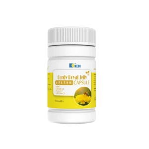 Kedi Cordy Royal Jelly Capsule front bottle label showing 虫草王浆清脂 TCM formula with Cordyceps Militaris, Royal Jelly and Ginkgo Leaf Extract, 100% herbal plant extract, 250mg x 90 capsules, Kedi Healthcare Nigeria.
